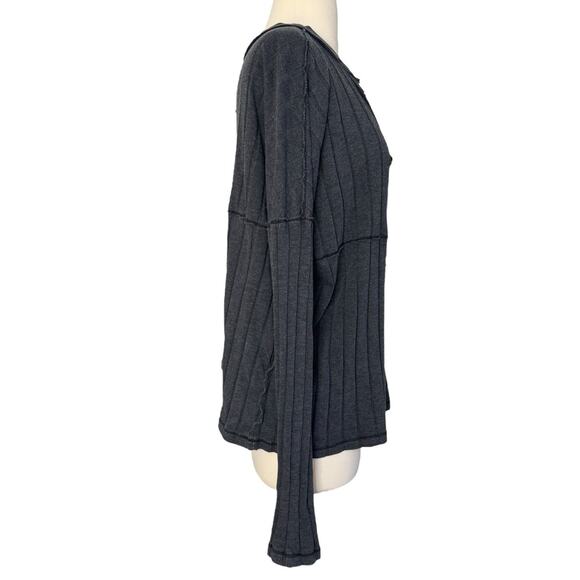 WE THE FREE PEOPLE In The Mix Henley Top Boxy Oversized Ribbed Slouchy Size M - Picture 6 of 10